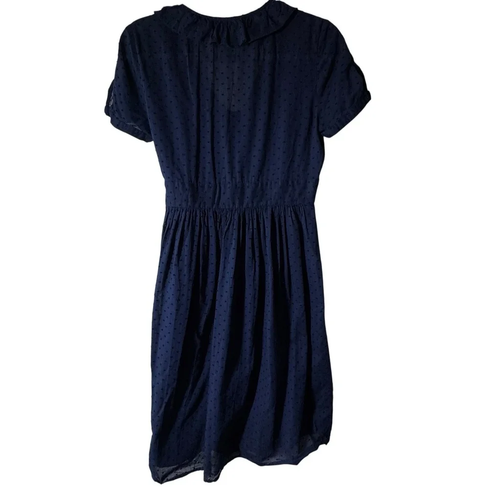 J.Crew Wrap Dress‎ Size 6 Short Sleeve Navy Blue Work Church